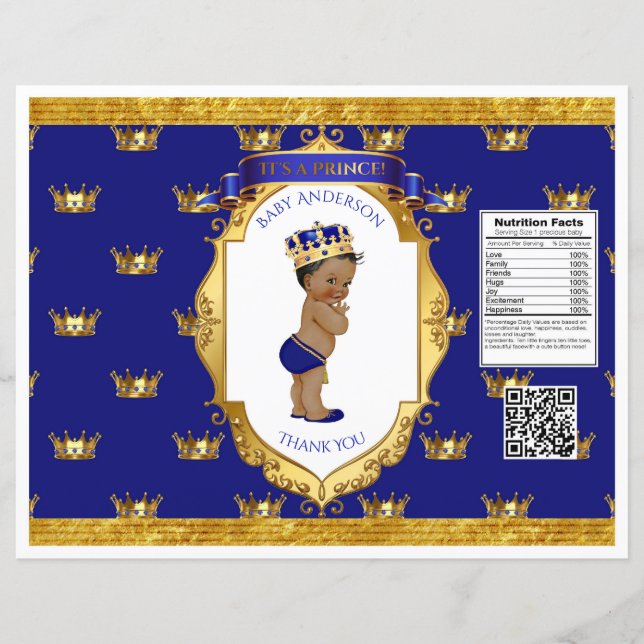 African American Prince Royal Blue Gold Chip Bag (Front)