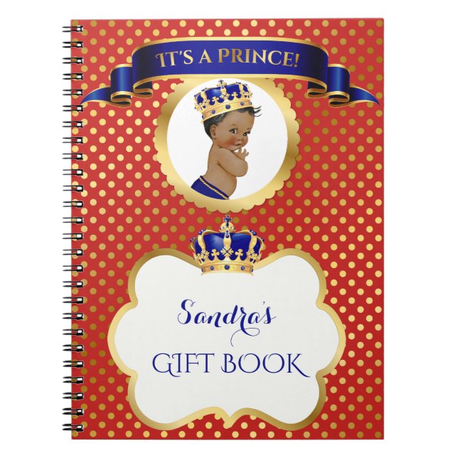 African American Prince Royal Blue Red Gold Gift Notebook (Front)