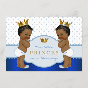African American Prince Twin Boy Baby Shower Invitation