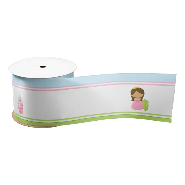 African American Princess and Dragon Birthday Satin Ribbon (Spool)