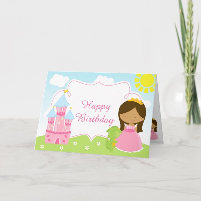 African American Princess and Dragon  Card (Front)