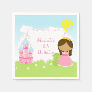 African American Princess and Dragon  Napkin
