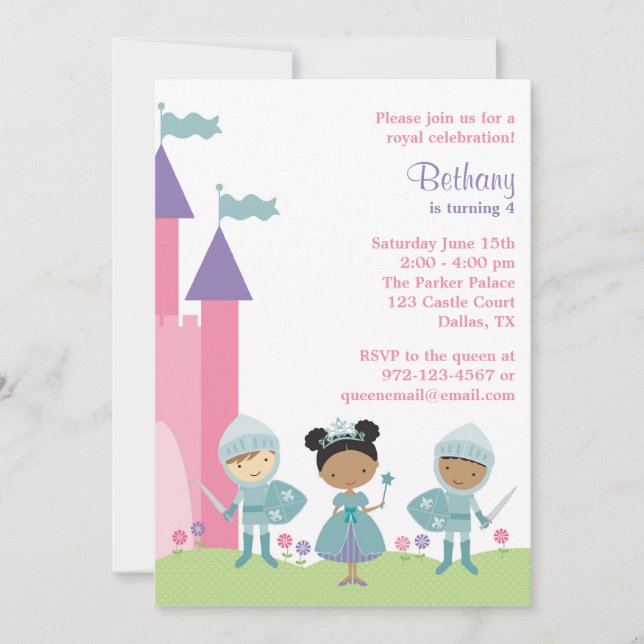 African American Princess and Knight Invitations (Front)