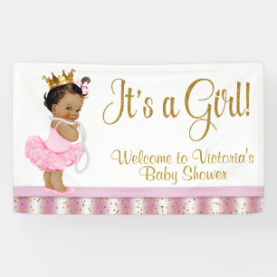 African American Princess Baby Shower Banner