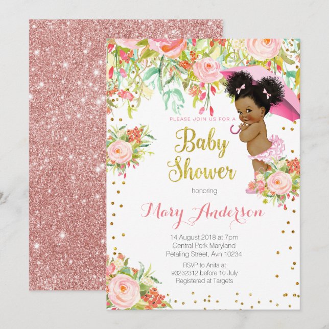 African American Princess Baby Shower Card (Front/Back)