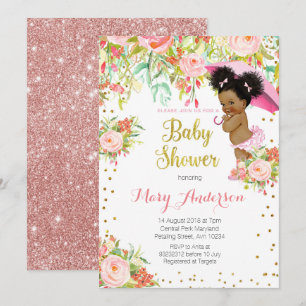 African American Princess Baby Shower Card