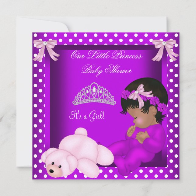 African American Princess Baby Shower Girl 2 Invitation (Front)