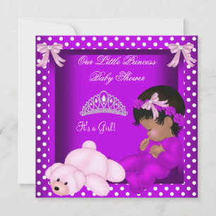African American Princess Baby Shower Girl 2 Invitation