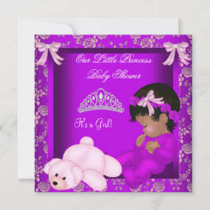 African American Princess Baby Shower Girl 3 Invitation
