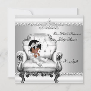 African American Princess Baby Shower Girl Chair 2 Invitation
