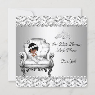 African American Princess Baby Shower Girl Chair 2 Invitation