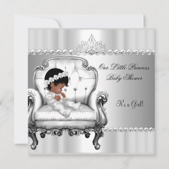 African American Princess Baby Shower Girl Chair Invitation (Front)