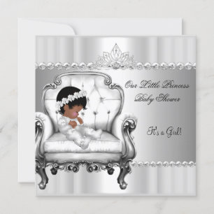 African American Princess Baby Shower Girl Chair Invitation
