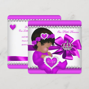African American Princess Baby Shower Girl Pink Invitation