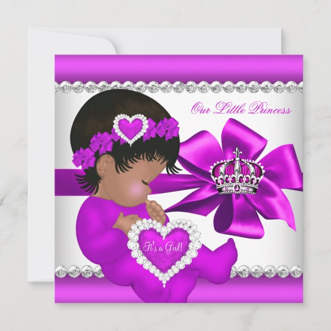 African American Princess Baby Shower Girl Pink Invitation (Front)