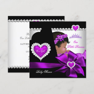African American Princess Baby Shower Girl Purple Invitation