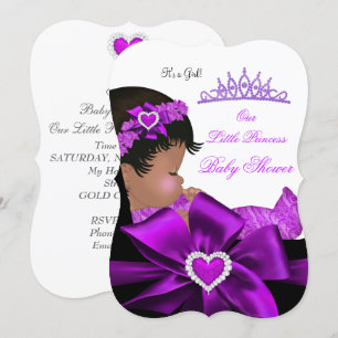 African American Princess Baby Shower Girl Purple Invitation