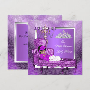 African American Princess Baby Shower Girl Purple Invitation
