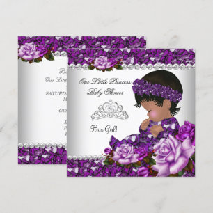 African American Princess Baby Shower Girl Rose 2 Invitation