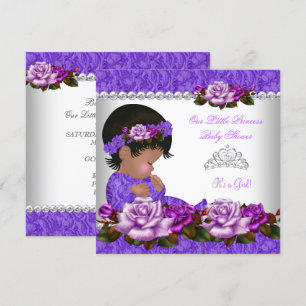 African American Princess Baby Shower Girl Rose 3 Invitation