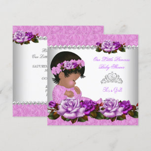 African American Princess Baby Shower Girl Rose 3a Invitation