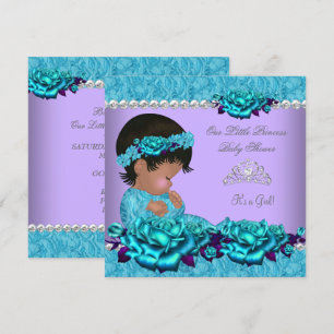 African American Princess Baby Shower Girl Rose 4a Invitation