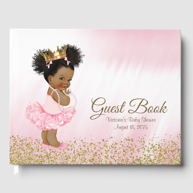 African American Princess Baby Shower Guest Book (Front)