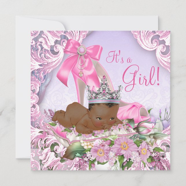 African American Princess Baby Shower Invitation (Front)