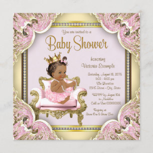 African American Princess Baby Shower Invitation