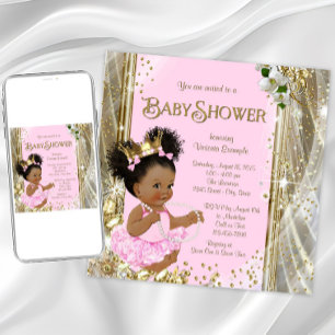 African American Princess Baby Shower Invitations