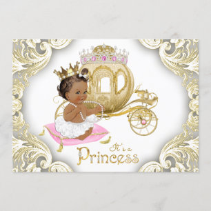African American Princess Baby Shower Invitations