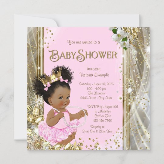 African American Princess Baby Shower Invitations Zazzle Co Uk