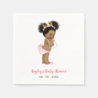 African American Princess Baby Shower Napkin