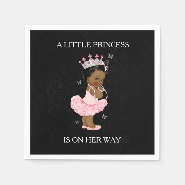 African American Princess Baby Shower Napkin (Front)