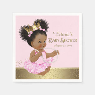 African American Princess Baby Shower Paper Napkin