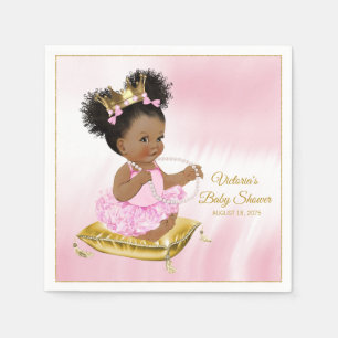 African American Princess Baby Shower Paper Napkin