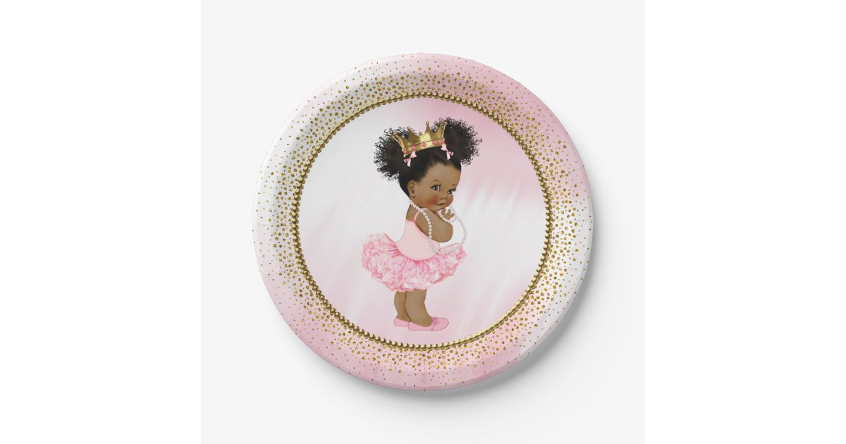 African American Princess Baby Shower Paper Plates | Zazzle.co.uk