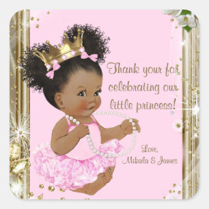African American Princess Baby Shower Stickers