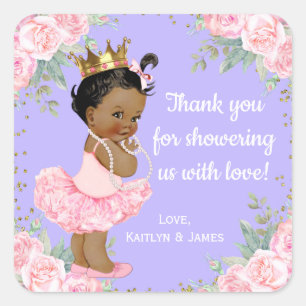 African American Princess Baby Shower Stickers