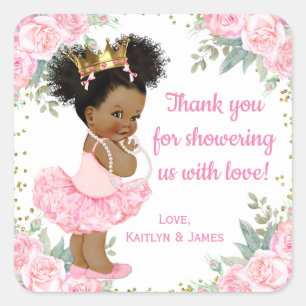 African American Princess Baby Shower Stickers