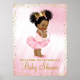 African American Princess Baby Shower Welcome Sign
