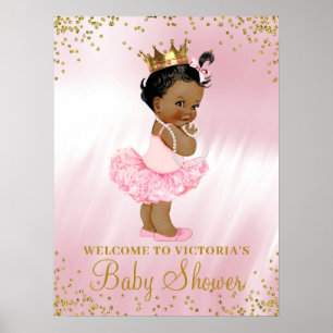 African American Princess Baby Shower Welcome Sign