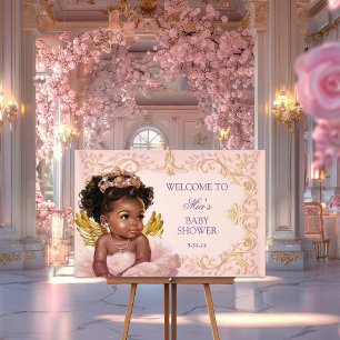 African American Princess Baby Shower Welcome Sign