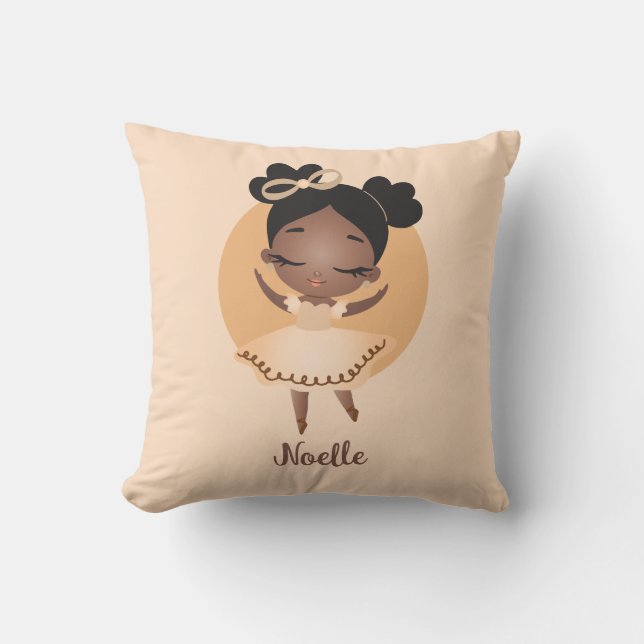 African American Princess Ballerina with Bow Cushion (Front)