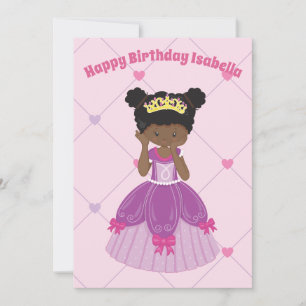 African American Princess Cute Custom Birthday Card
