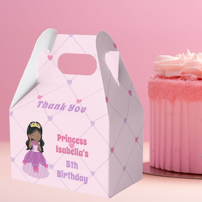 African American Princess Cute Pink Birthday Party Favour Box (Creator Uploaded)
