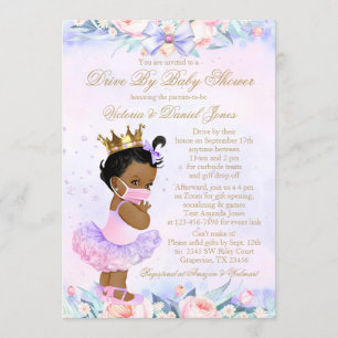 African American Princess Drive By Baby Shower Invitation