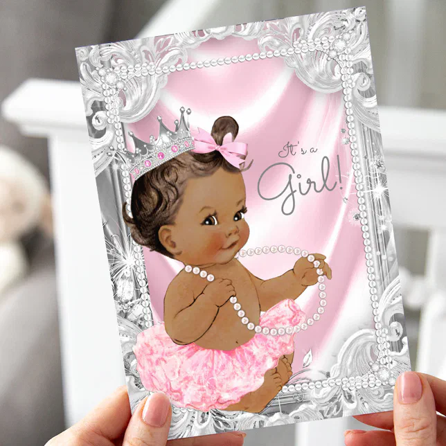 African American Princess Ethnic Girl Baby Shower Invitation | Zazzle