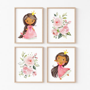 African American Princess, Flowers, Girl Nursery