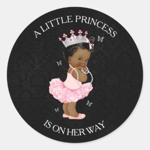 African American Princess Girl Baby Shower Sticker